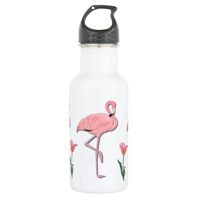 Pink Flamingo Stainless Steel Water Bottle (Front)