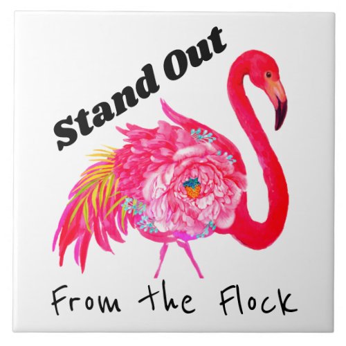 Pink Flamingo Stand Out from the Flock Ceramic Tile