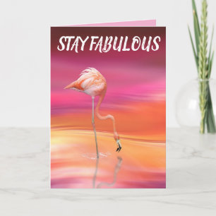 PINK FLAMINGO STAY FABULOUS BIRTHDAY CARD