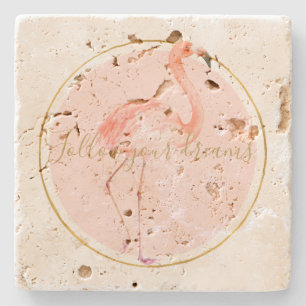 Pink Flamingo Stone Coaster