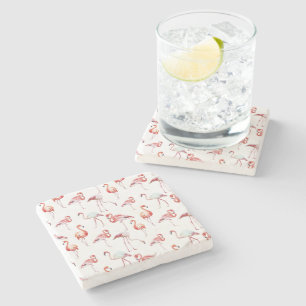 Pink flamingo stone coaster