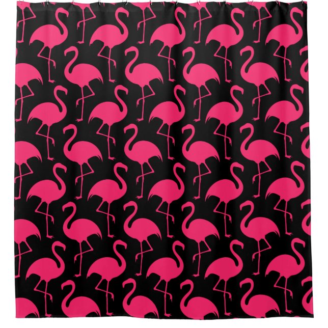 Pink Flamingo Style Shower Curtain (Front)