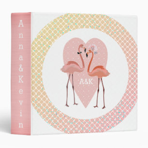 Pink Flamingo stylish heart love 3 Ring Binder