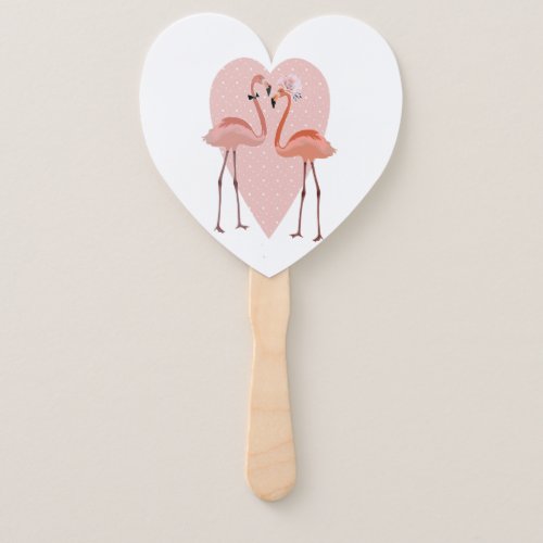 Pink Flamingo stylish heart love Hand Fan