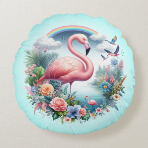 Pink Flamingo Sublimation-95158 Round Pillow