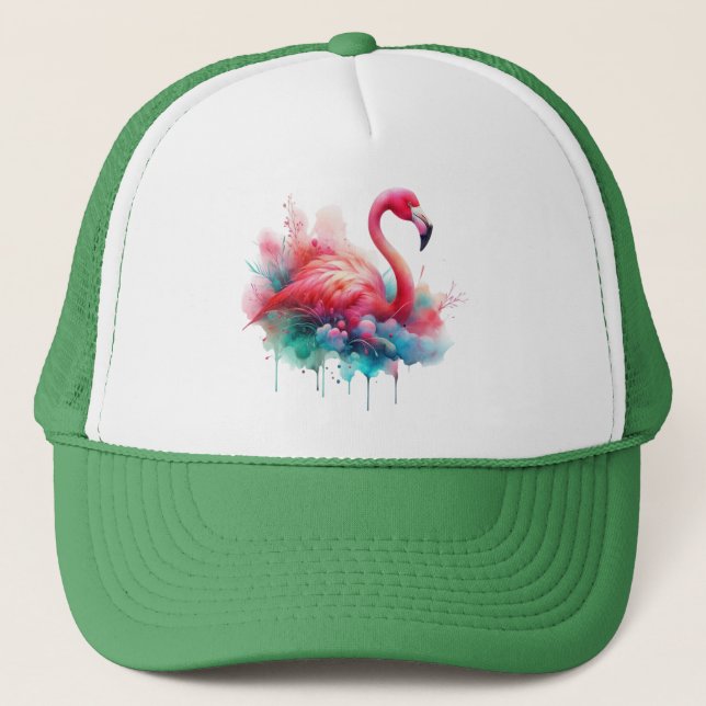 Pink Flamingo Sublimation-95159 Trucker Hat (Front)