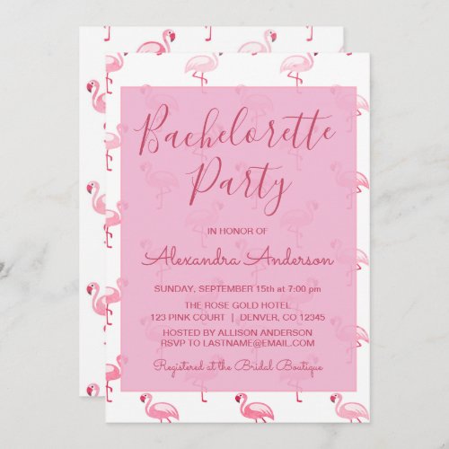 Pink Flamingo Summer Bachelorette Party Invitation