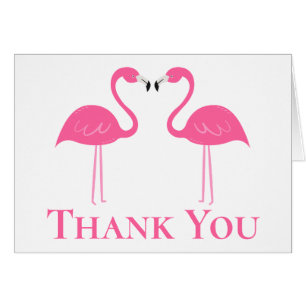 Pink Flamingo Summer Beach Wedding Thank You Cards