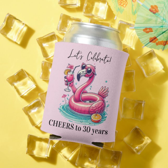 Pink Flamingo Summer Birthday Party Can Cooler (In Situ Summer)