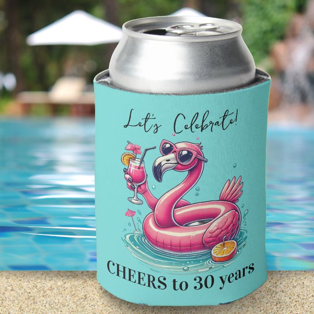 Pink Flamingo Summer Birthday Party Can Cooler (Creator Uploaded)