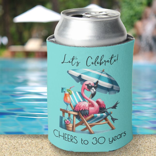 Pink Flamingo Summer Birthday Party Can Cooler (Creator Uploaded)
