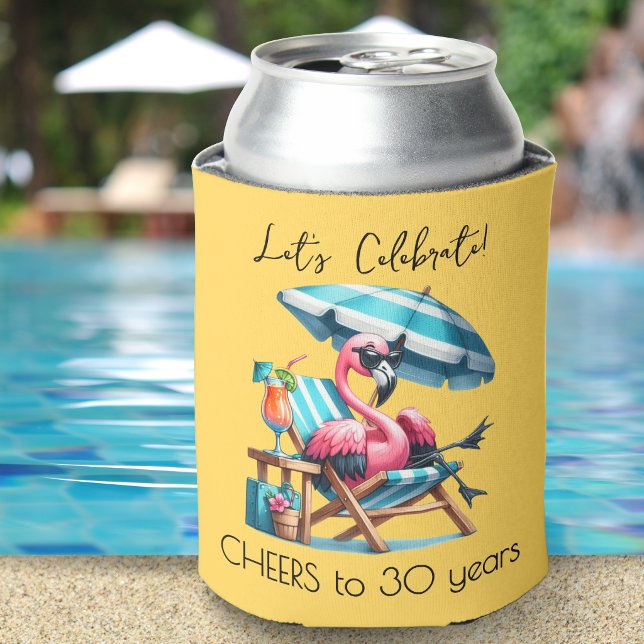 Pink Flamingo Summer Birthday Party Can Cooler (Creator Uploaded)