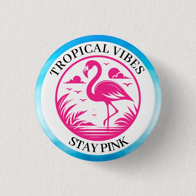 Pink Flamingo Summer Circle Design-68730 Button (Front)