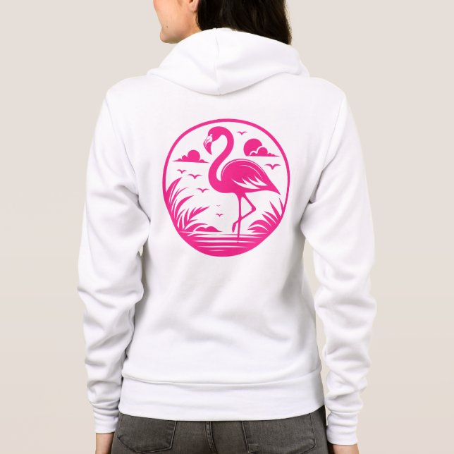 Pink Flamingo Summer Circle Design-68730 Hoodie (Back)