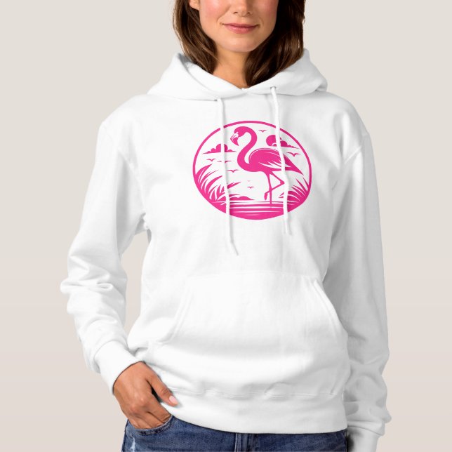 Pink Flamingo Summer Circle Design-68730 Hoodie (Front)