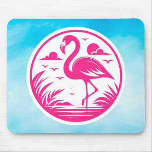 Pink Flamingo Summer Circle Design-68730 Mouse Pad