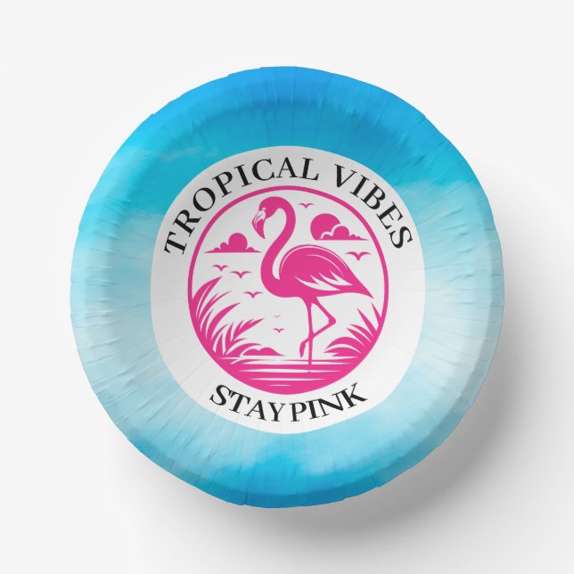 Pink Flamingo Summer Circle Design-68730 Paper Bowls (Front)