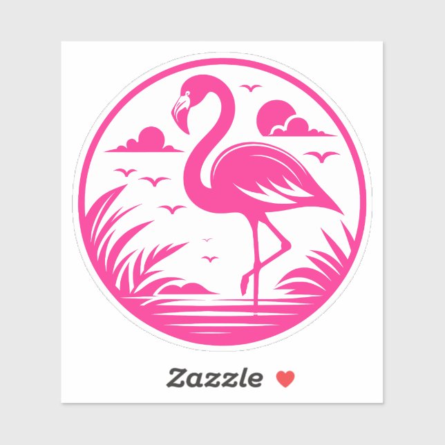 Pink Flamingo Summer Circle Design-68730 Sticker (Sheet)