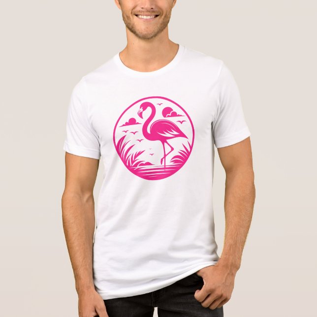 Pink Flamingo Summer Circle Design-68730 Tri-Blend Shirt (Front)