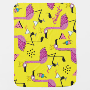 Pink Flamingo: Summer Fashion Pattern Baby Blanket