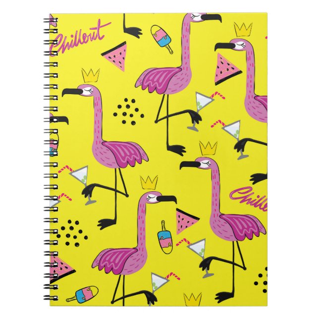 Pink Flamingo: Summer Fashion Pattern Notebook (Front)