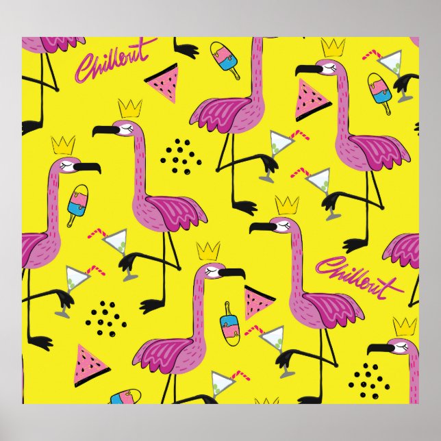 Pink Flamingo: Summer Fashion Pattern Poster (Front)