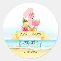 Pink Flamingo Summer Girl 1st Birthday