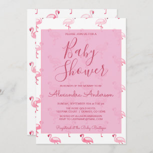 Pink Flamingo Summer Girl's Baby Shower Invitation