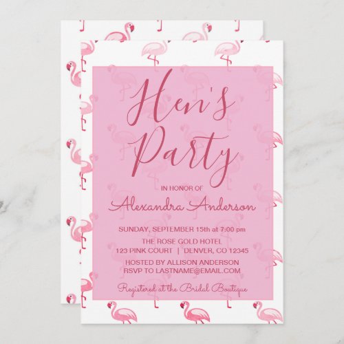 Pink Flamingo Summer Hens Party Invitation