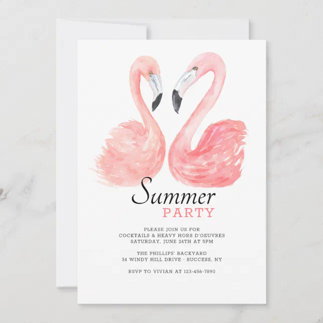 Pink Flamingo Summer Party Invitation | Zazzle