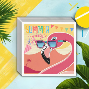Pink Flamingo Summer Party Napkins
