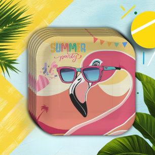 Pink Flamingo Summer Party  Paper Plates