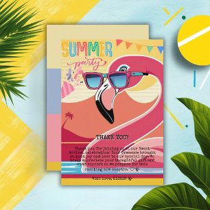 Pink Flamingo Summer Party Thank You Card