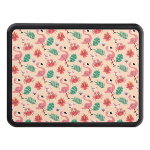 Pink Flamingo Summer Tropical Pattern Hitch Cover