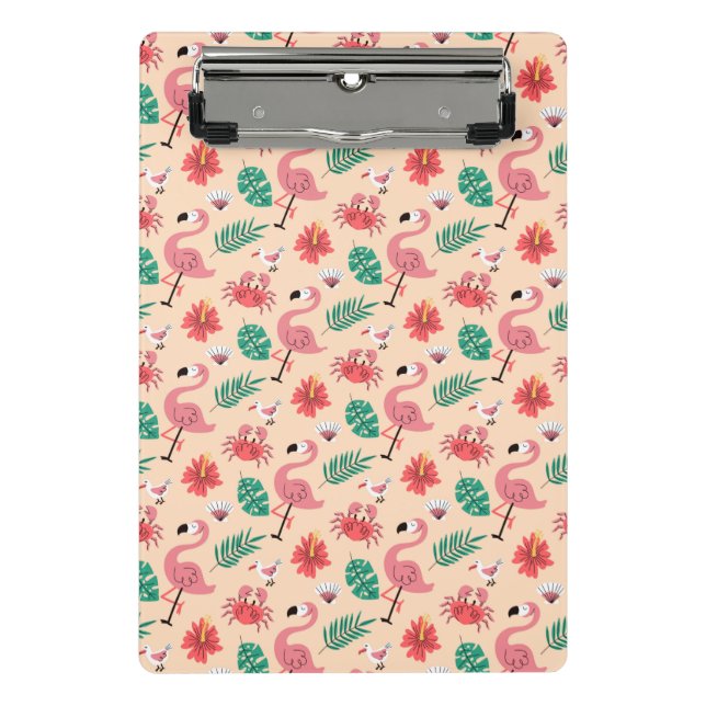 Pink Flamingo Summer Tropical Pattern Mini Clipboard (Front)