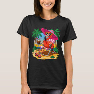 Pink Flamingo Summer Vibes Beach Palm Tree Summer T-Shirt