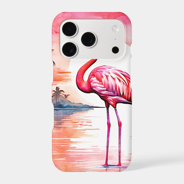 Pink Flamingo Sunset Iphone Case (Back)