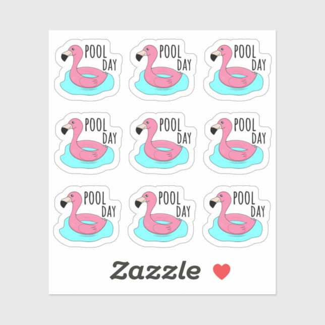Pink Flamingo Swimming Ring Pool Day Bujo Planner Sticker (Sheet)
