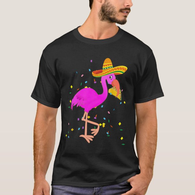 Pink Flamingo Taco Funny Mexican Cinco De Mayo T-Shirt (Front)