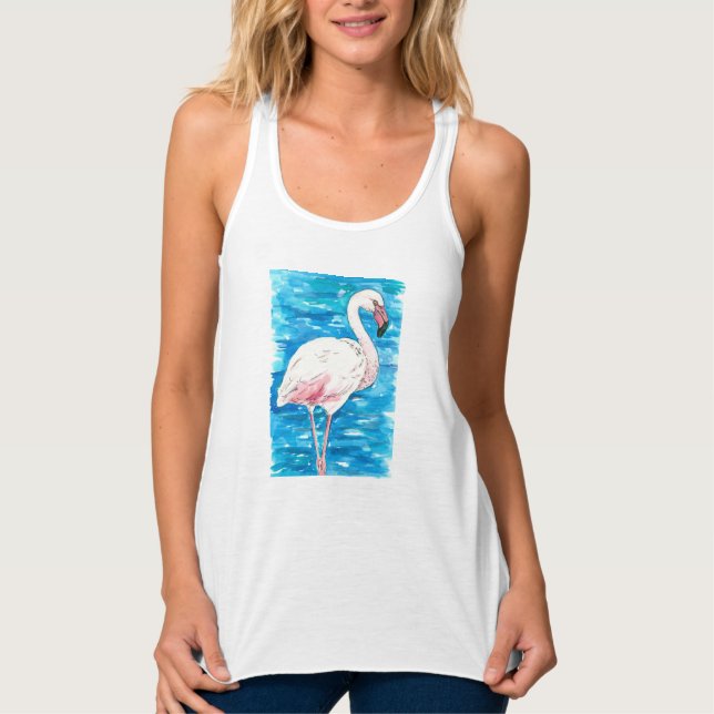 Pink flamingo tank top (Front)