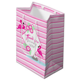 Pink flamingo thank you baby shower gift bag