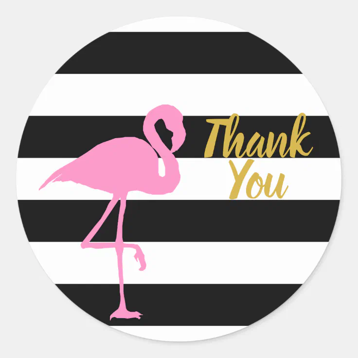 Pink Flamingo Thank You Classic Round Sticker 