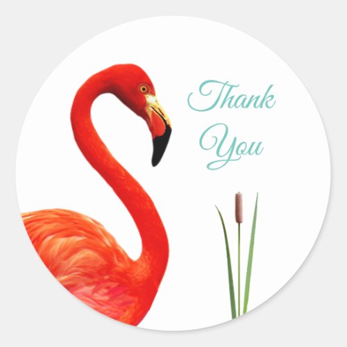 Pink Flamingo Thank You Classic Round Sticker