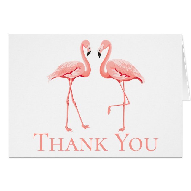 Pink Flamingo Thank You Tropical Wedding Beach (Front Horizontal)