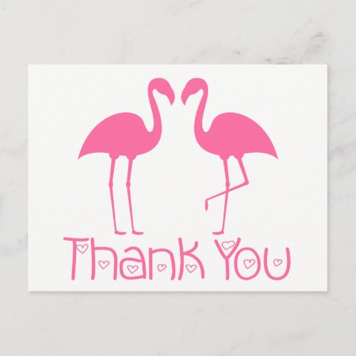 Pink Flamingo Thank You Tropical Wedding Beach Postcard