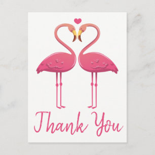 Pink Flamingo Thank You Tropical Wedding, Bridal Postcard