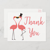 Pink Flamingo Thank You Tropical Wedding, Bridal Postcard (Front/Back)