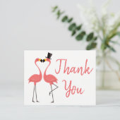Pink Flamingo Thank You Tropical Wedding, Bridal Postcard (Standing Front)