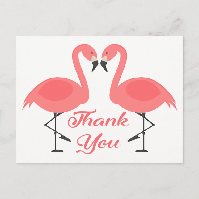 Pink Flamingo Thank You Tropical Wedding Love Postcard (Front)