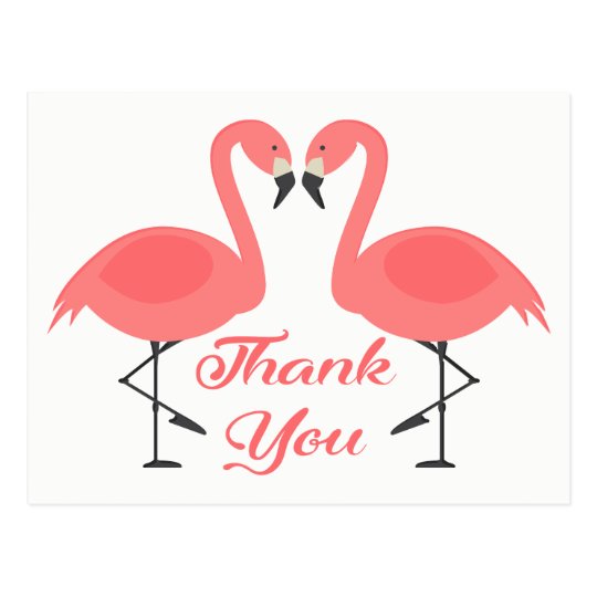 Pink Flamingo Thank You Tropical Wedding Love Postcard | Zazzle.com